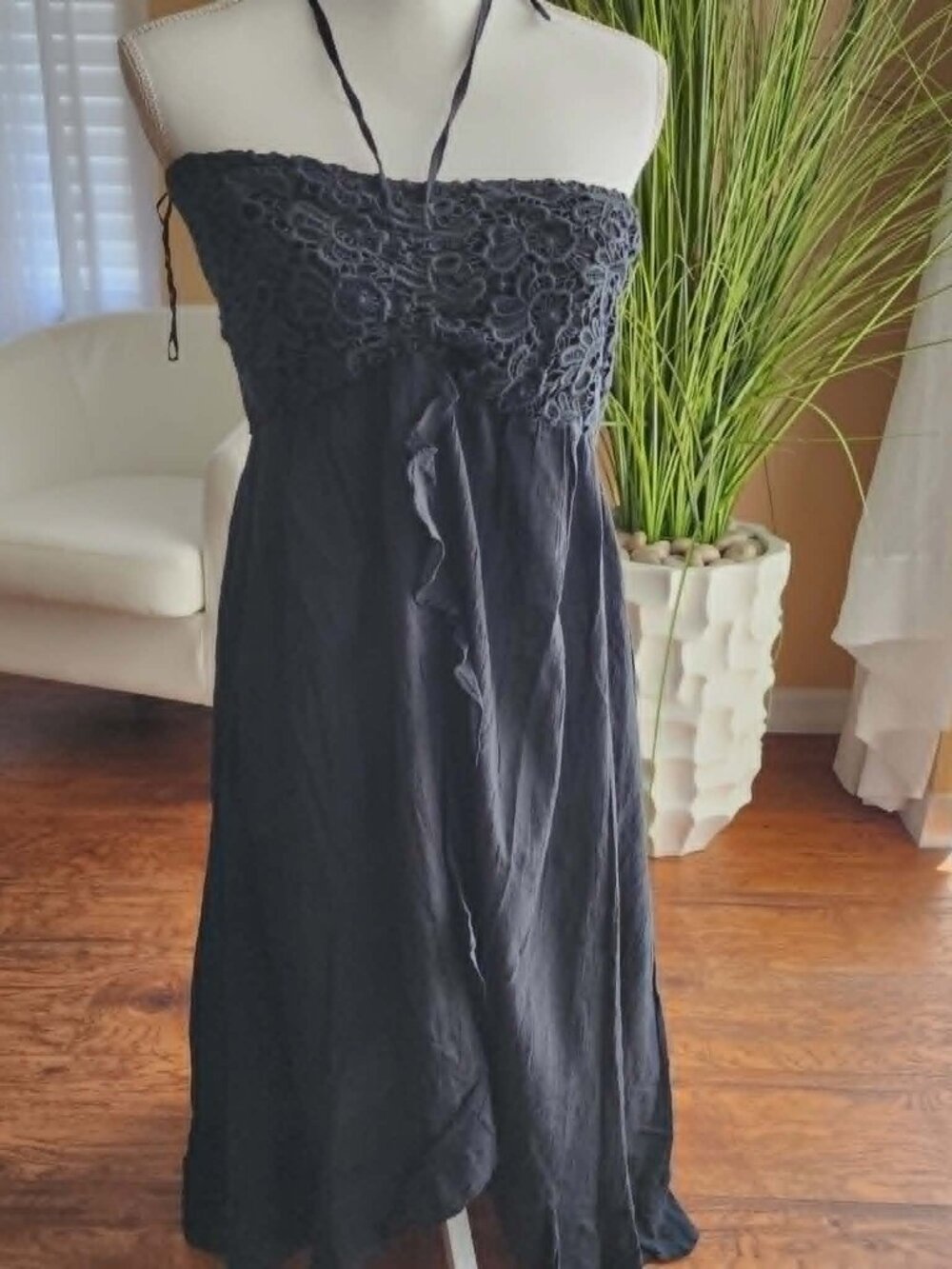 Ravi’s Black Boho Strapless Maxi Dress